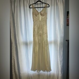 Ivory boutique beaded chiffon modified A-line formal dress